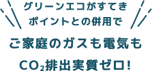 グリーンエコがすてきポイントとの併用で、ガスも電気もご家庭丸ごとCO2排出実質ゼロ!