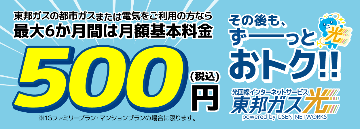 東邦ガスグループから「光回線インターネットサービス」が登場！東邦ガス光